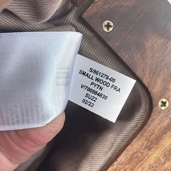 Banana Republic Suede Phyton Snake Print Leather Wooden Frame Hinged Clutch - Picture 5 of 7